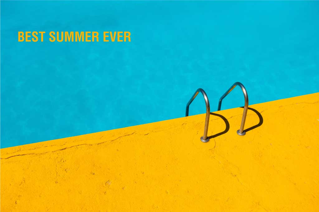 Sunny Yellow and Blue Poolside Poster