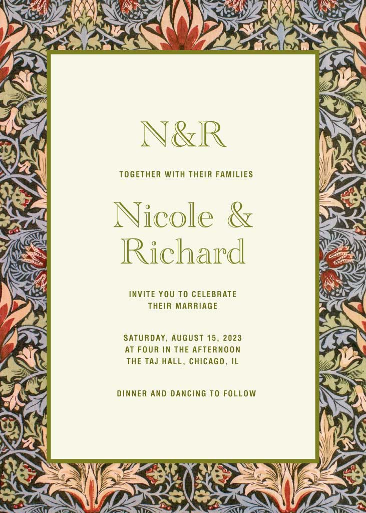 Elegant Green and Floral Wedding Invitation Post