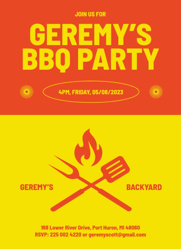 Sizzling BBQ Party Red Yellow Poster