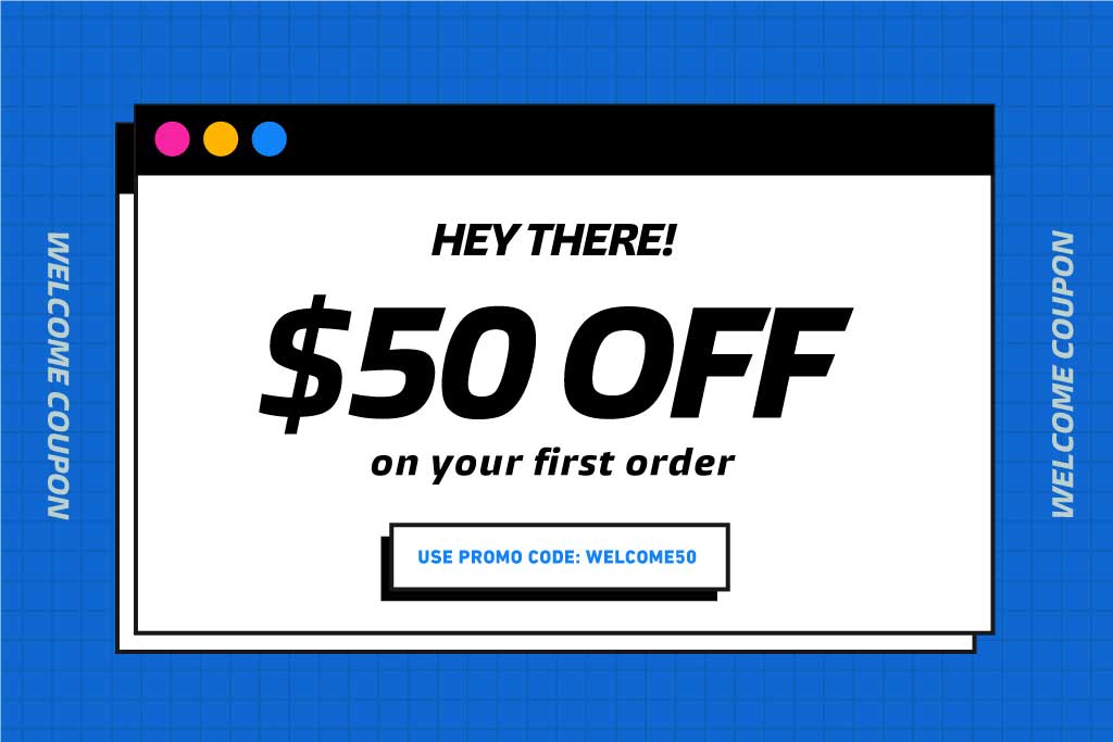 Blue and Black Discount Voucher Design