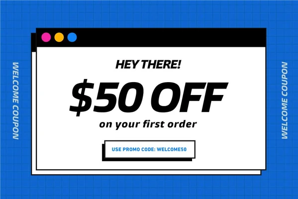 Template Blue and Black Discount Voucher Design