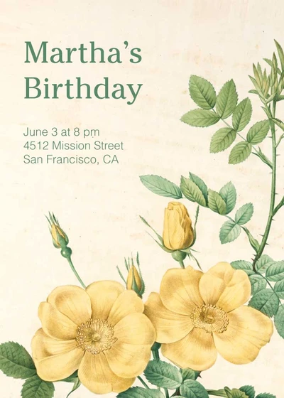 Template Elegant Botanical Birthday Invitation Poster