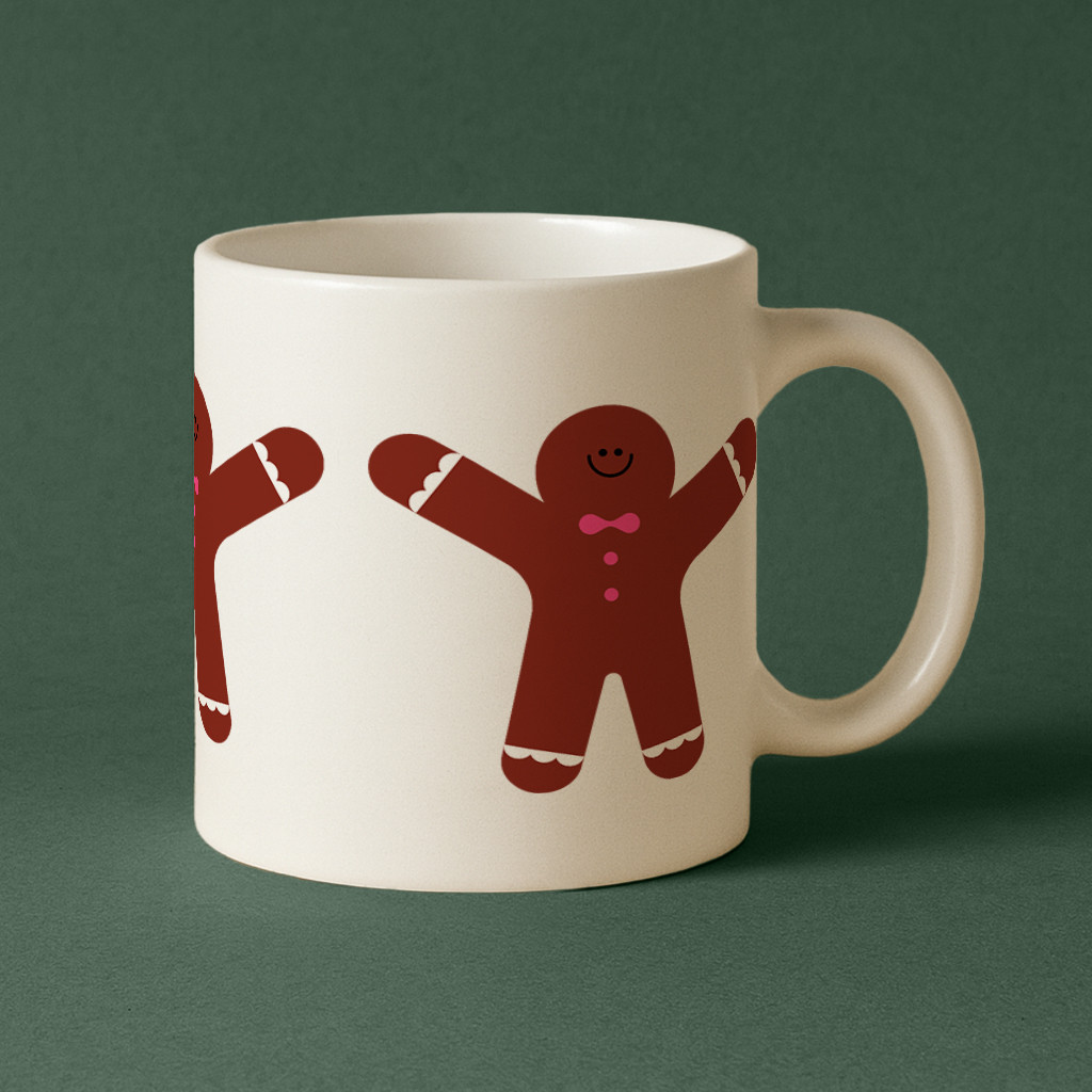 Template Charming Mug Design with Gingerbread Delight