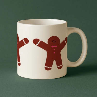 Template Charming Mug Design with Gingerbread Delight