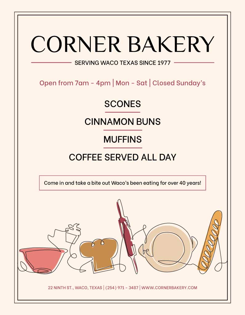 Cozy Corner Bakery Poster with Warm Beige Tones