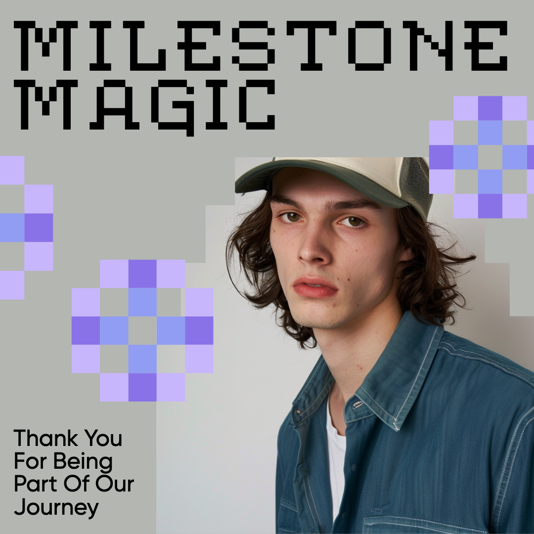 Milestone Magic Gratitude Grey Instagram Post