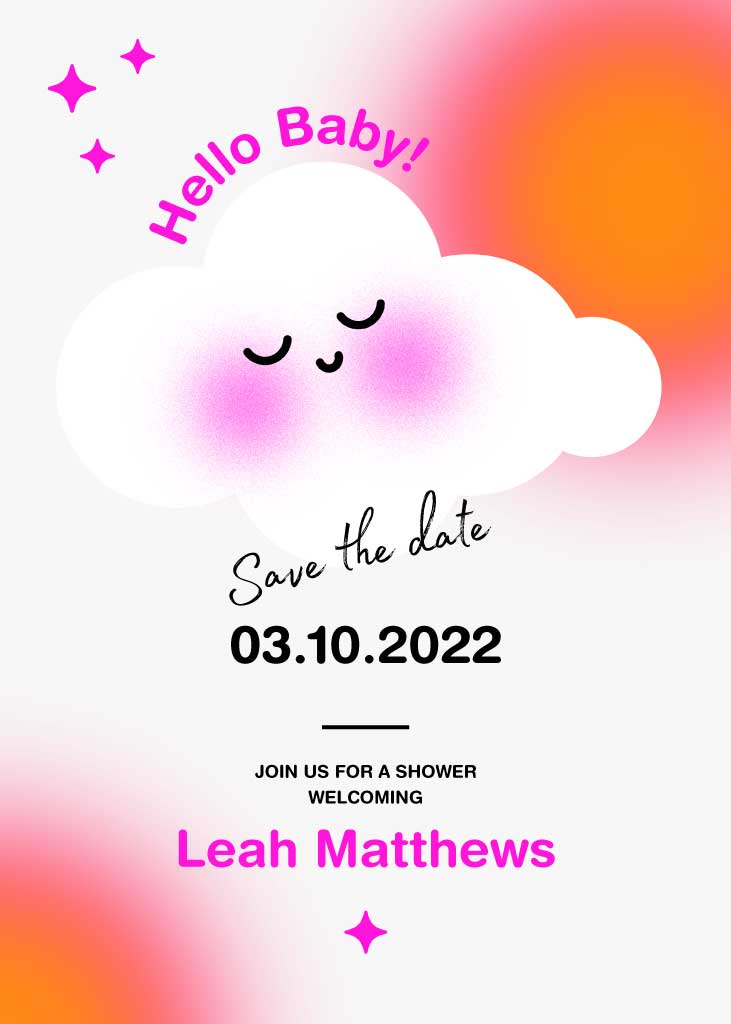 Charming Pink Cloud Baby Shower Invitation Post