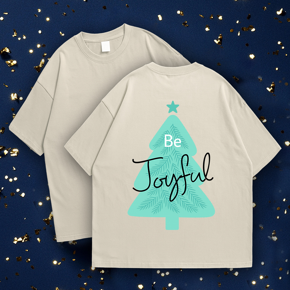 Template Be Joyful T-Shirt Design in Teal