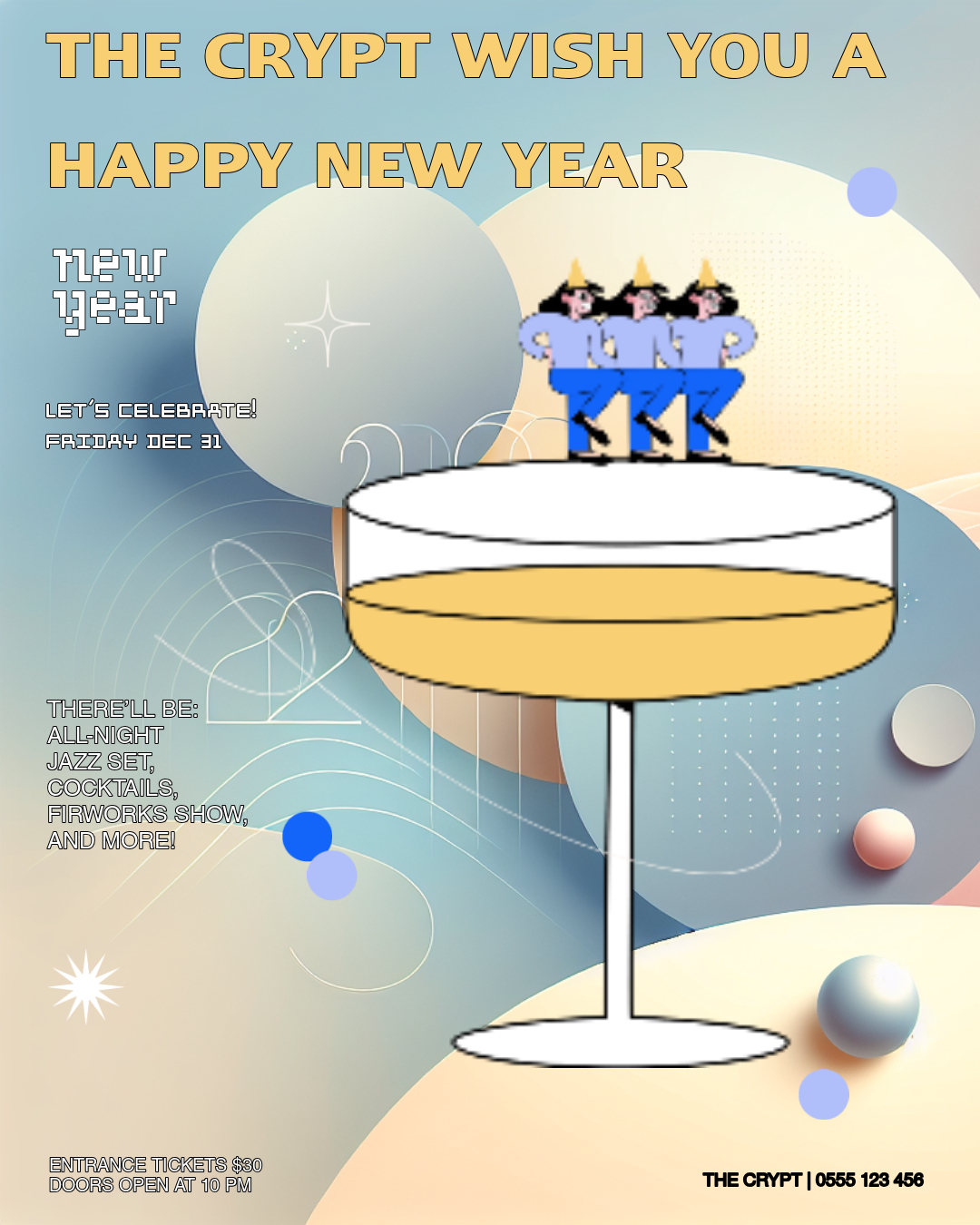 Black and Gold New Year Party Poster