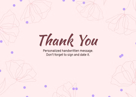 Template Elegant Pink Thank-You Card With Floral Design