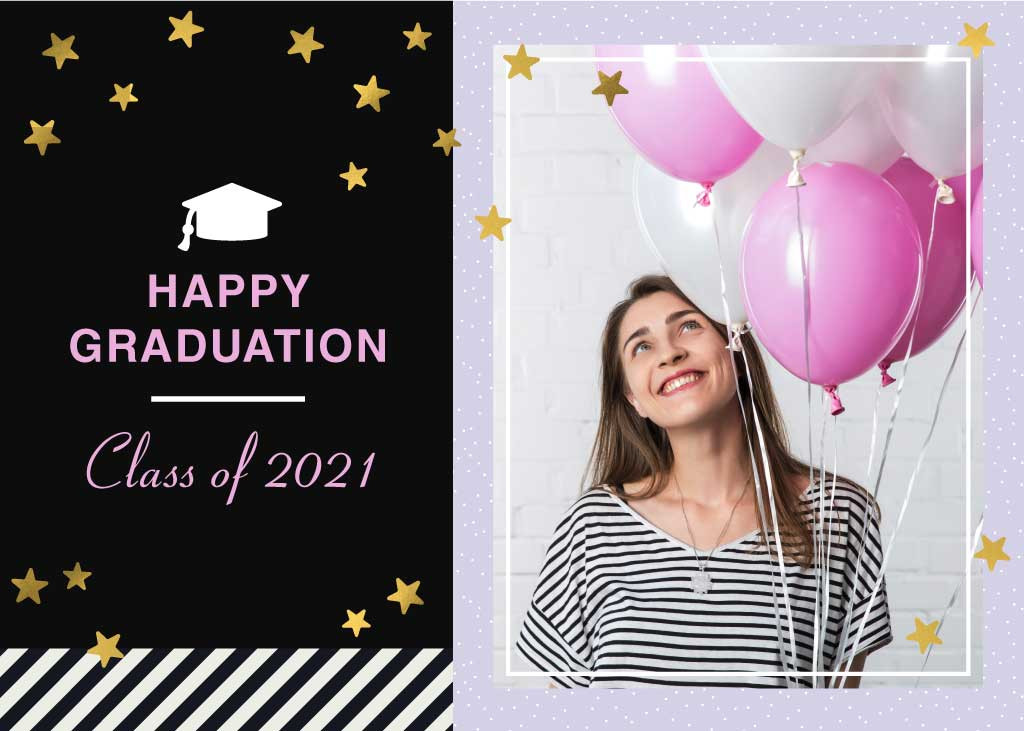 Template Chic Black and Pink Graduation Poster Design