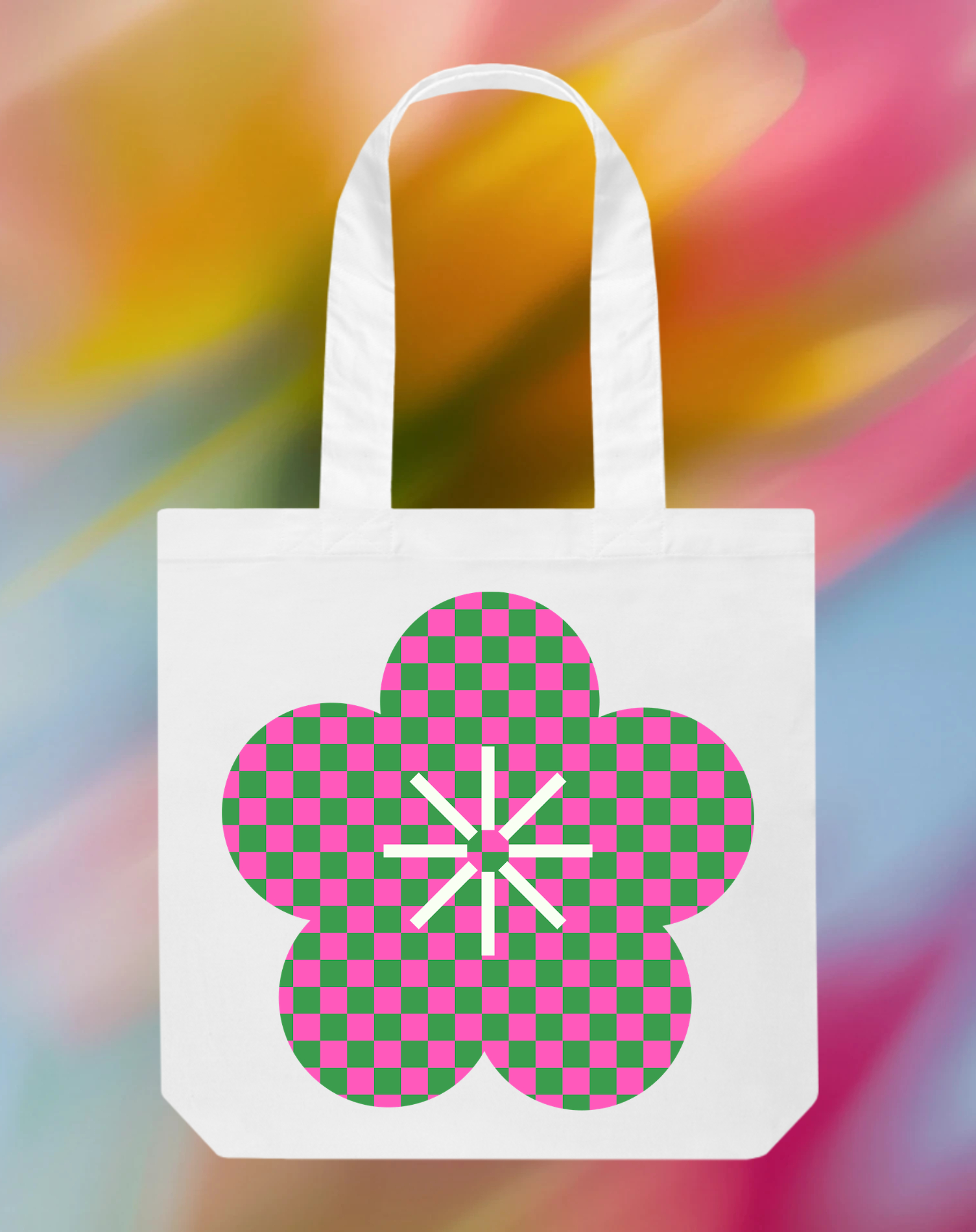 Template Vibrant Tote Bag Design with Pink Floral Pattern