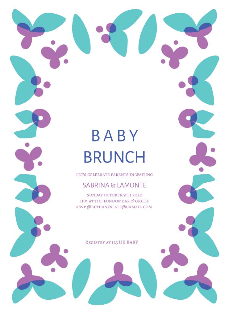 Elegant Teal and Purple Baby Brunch Poster