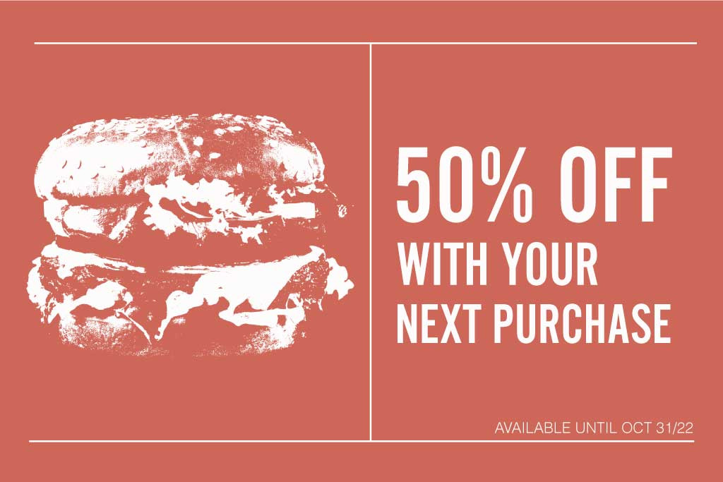 Template Sizzling Burger Discount Ad in Coral Charm