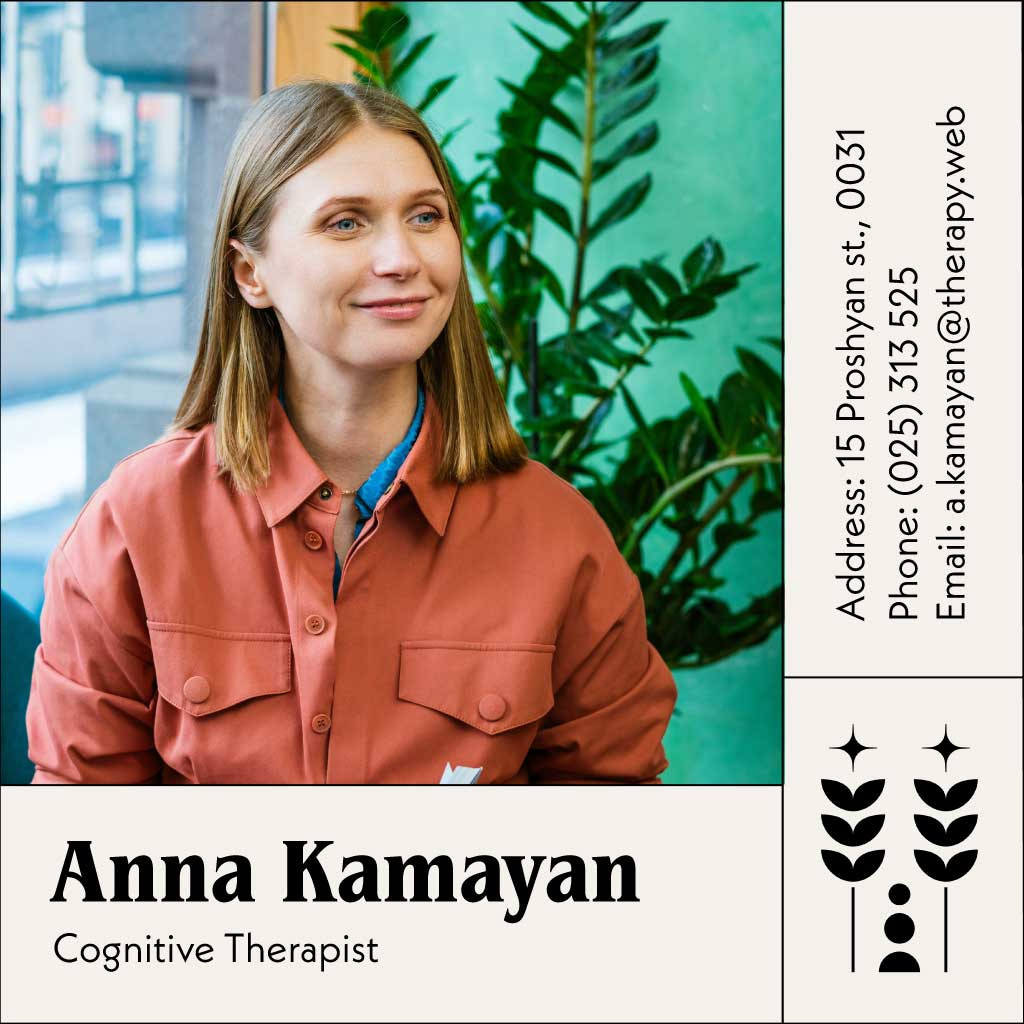 Template Sleek Terracotta Business Card Template with Green Accents