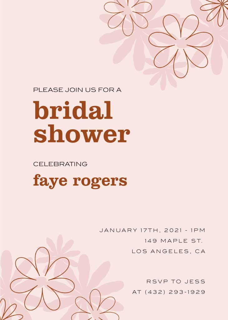 Template Elegant Peach Bridal Shower Invitation Poster