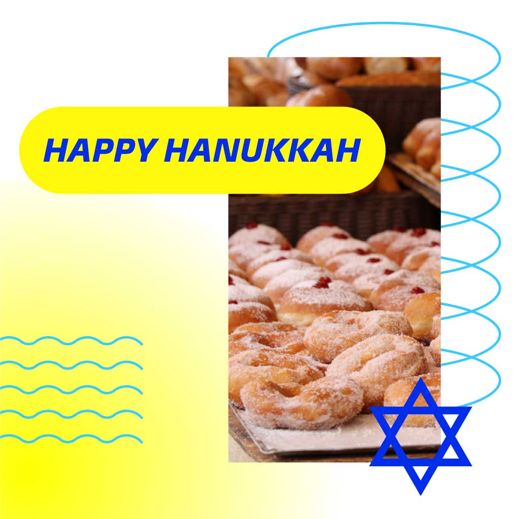 Happy Hanukkah Yellow Blue Celebration Post