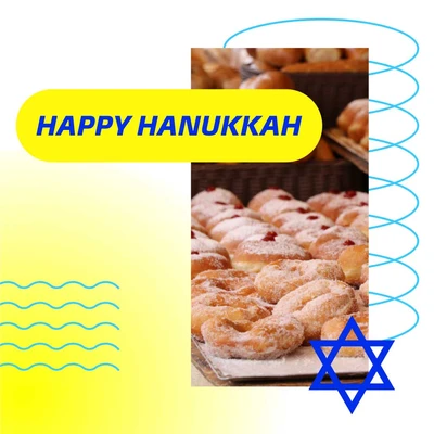 Template Happy Hanukkah Yellow Blue Celebration Post