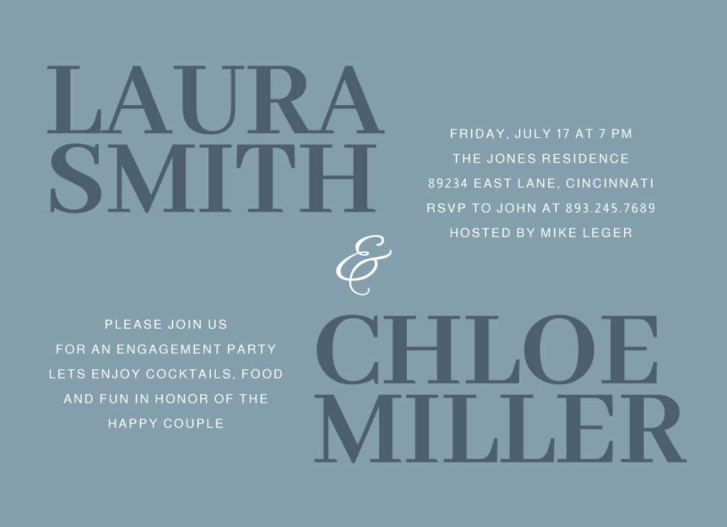 Elegant Slate Gray Engagement Invitation Post