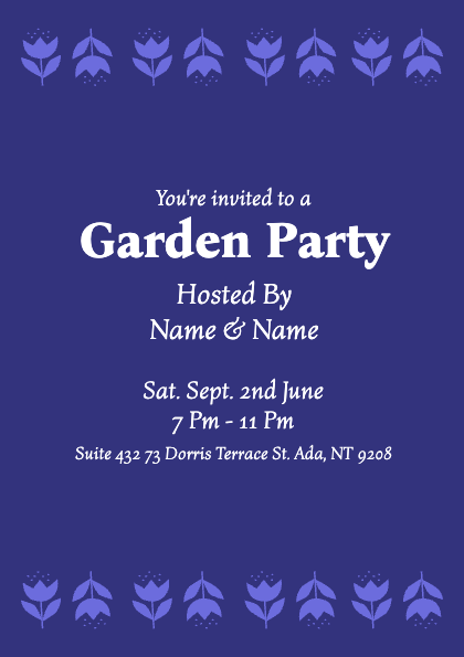 Elegant Navy Garden Party Invitation Post