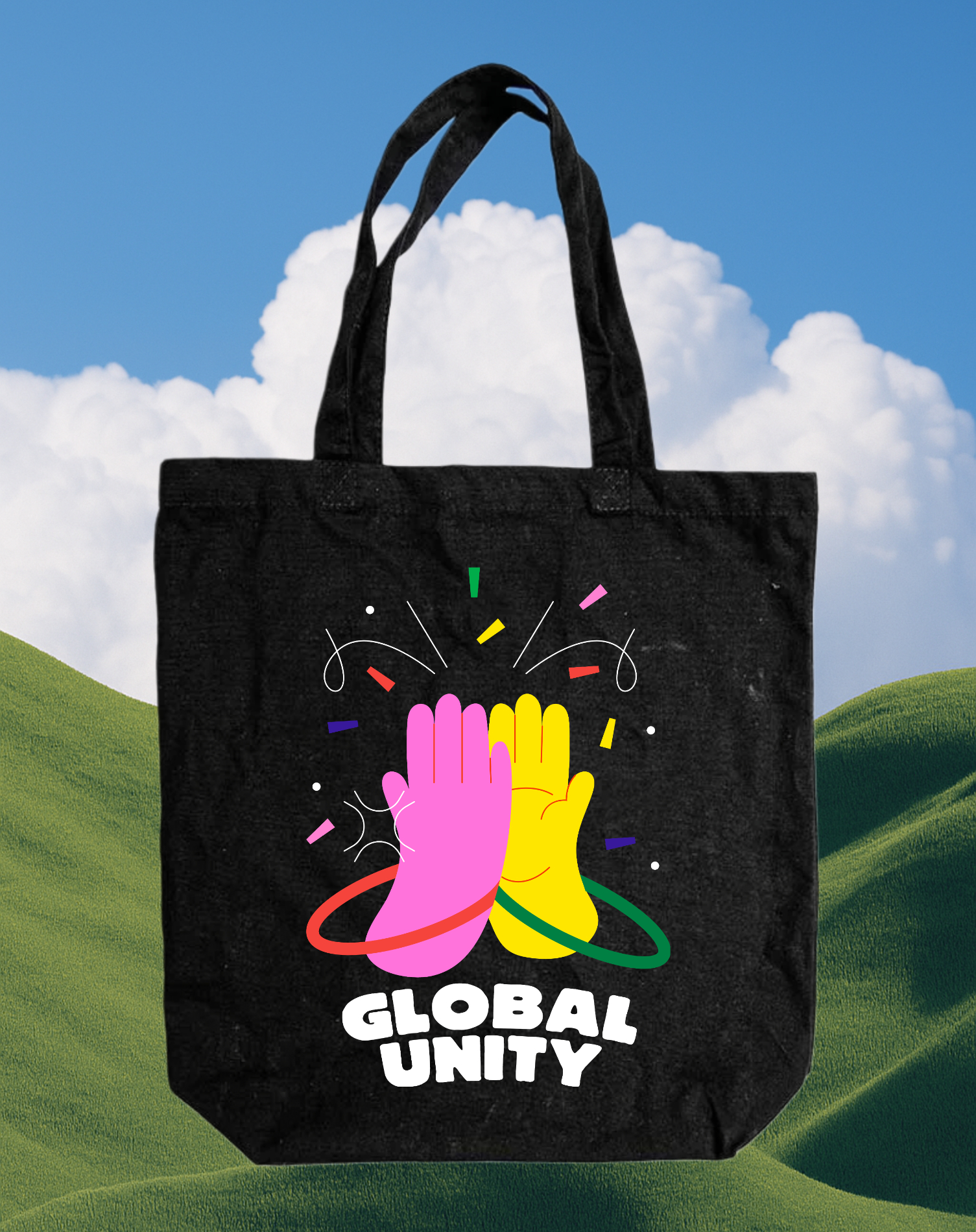 Template Vibrant Unity Themed Tote Bag Design