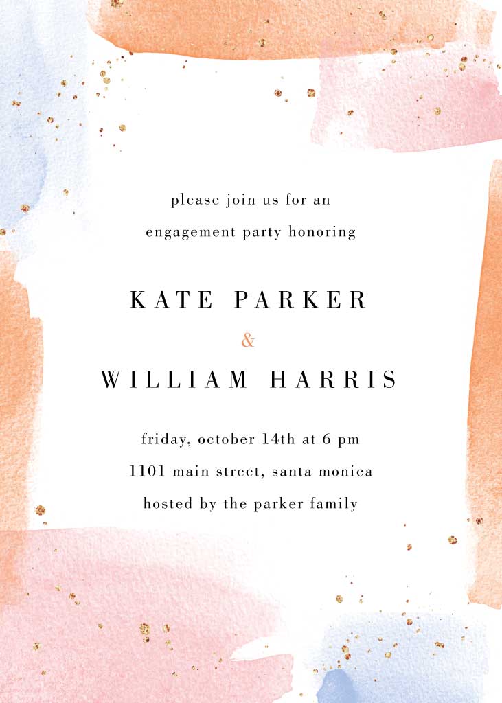 Elegant Peach and Blue Engagement Invitation Post