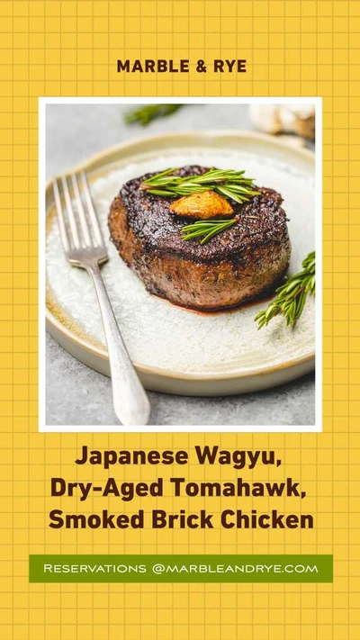 Template Savory Steakhouse Specials Restaurant Post in Amber