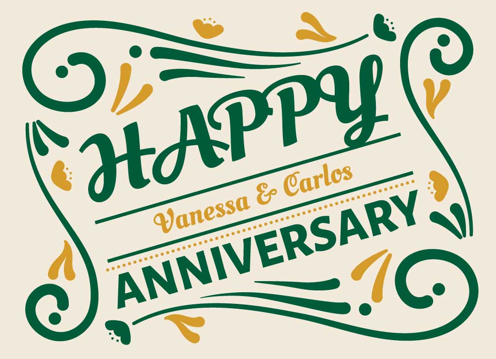 Elegant Green and Gold Anniversary Poster Design