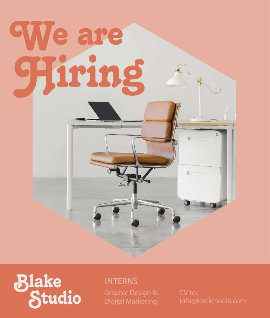 Template Modern Coral Hiring Poster for Creative Studios