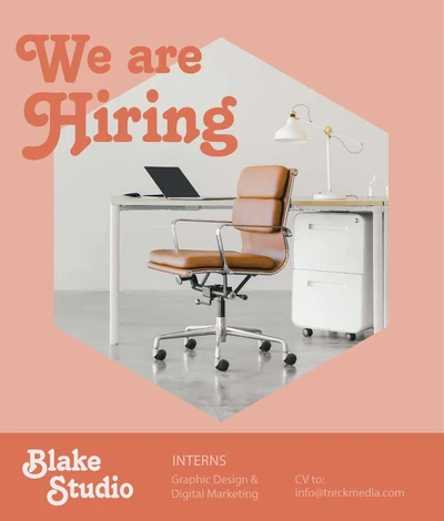 Template Modern Coral Hiring Poster for Creative Studios