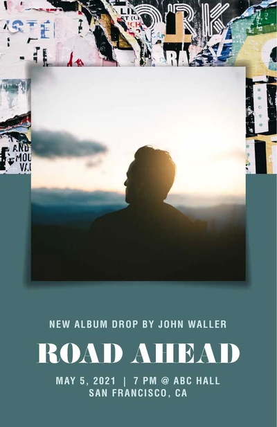 Template Sunset Silhouette Album Release Poster