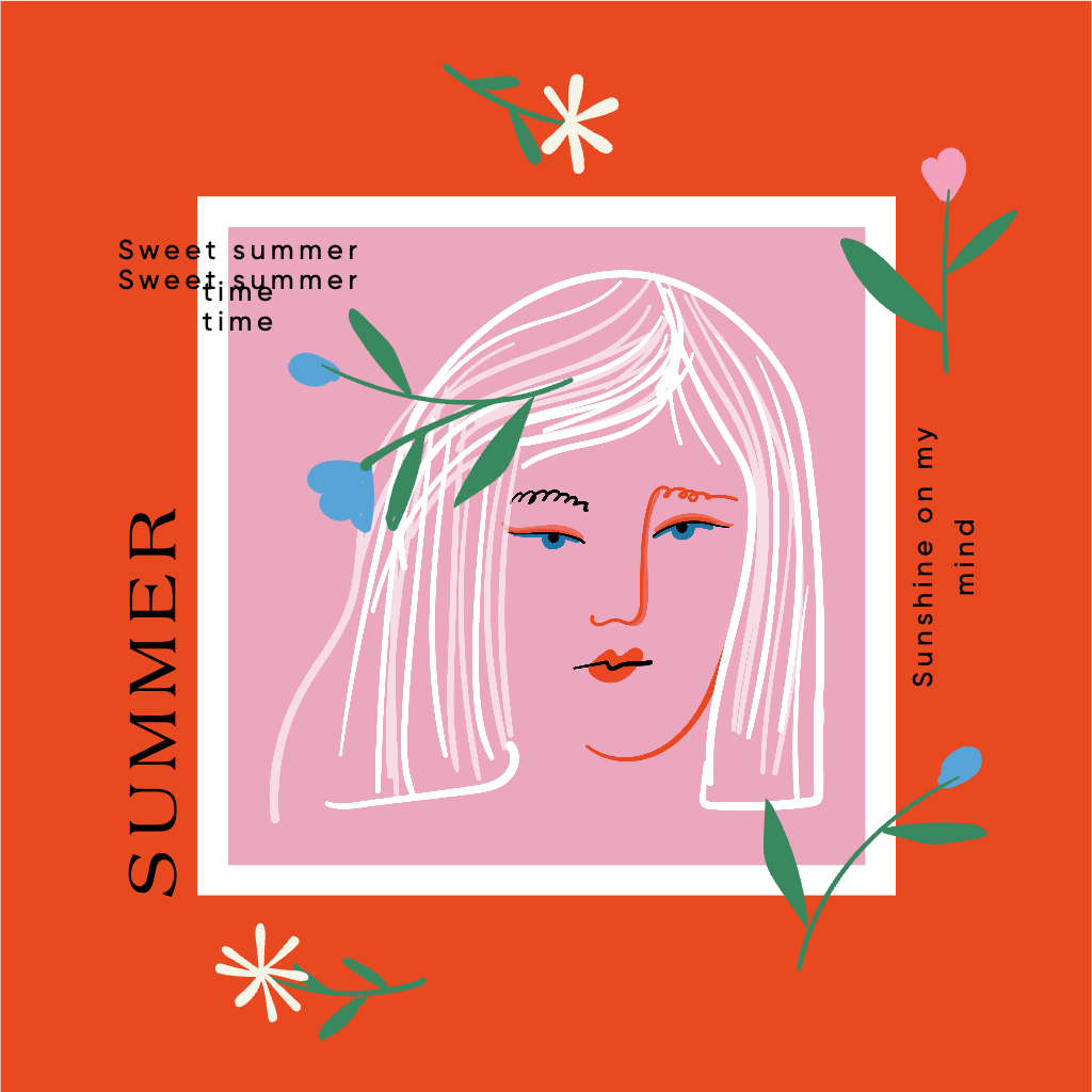 Summer Vibes Pink and Orange Instagram Post