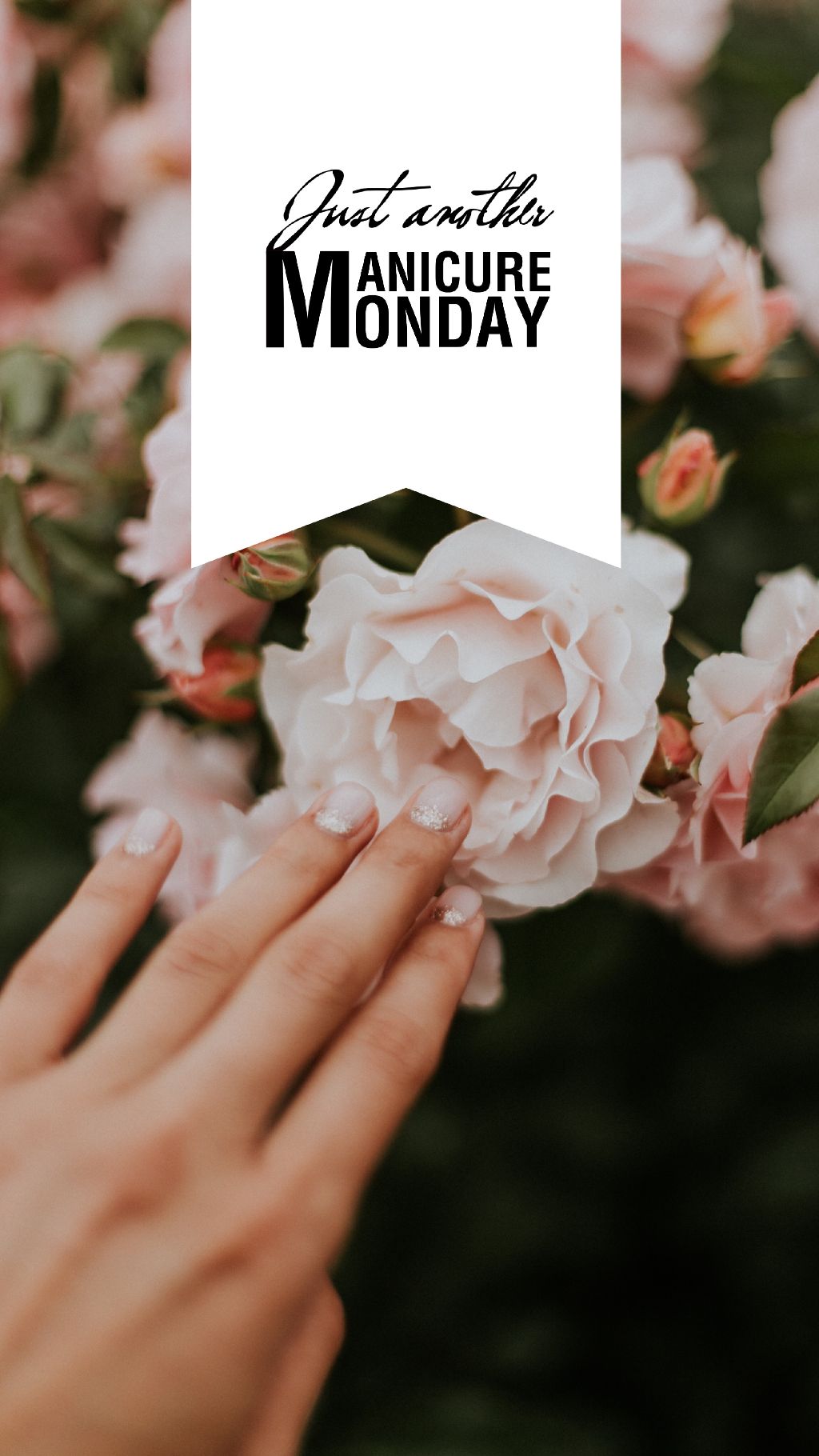 Chic Manicure Monday Social Media Post Pink and White