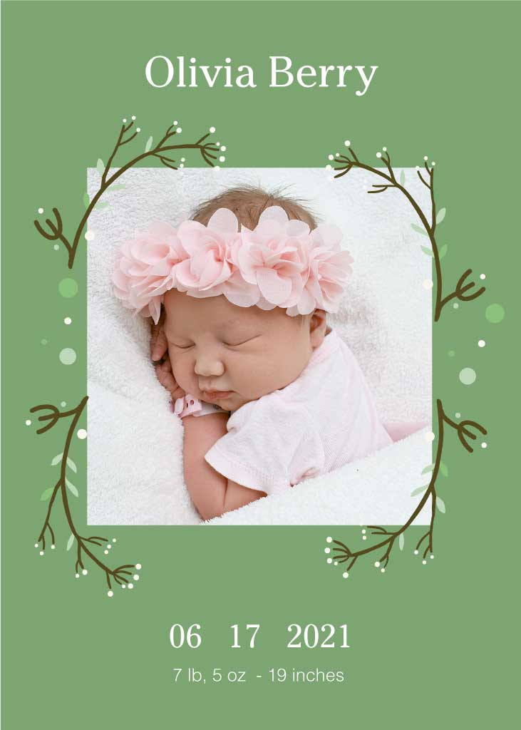Template Sage Green Newborn Celebration Poster Template