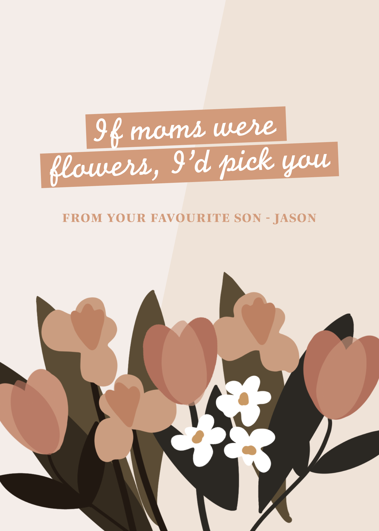 Charming Beige Floral Mother's Day Poster