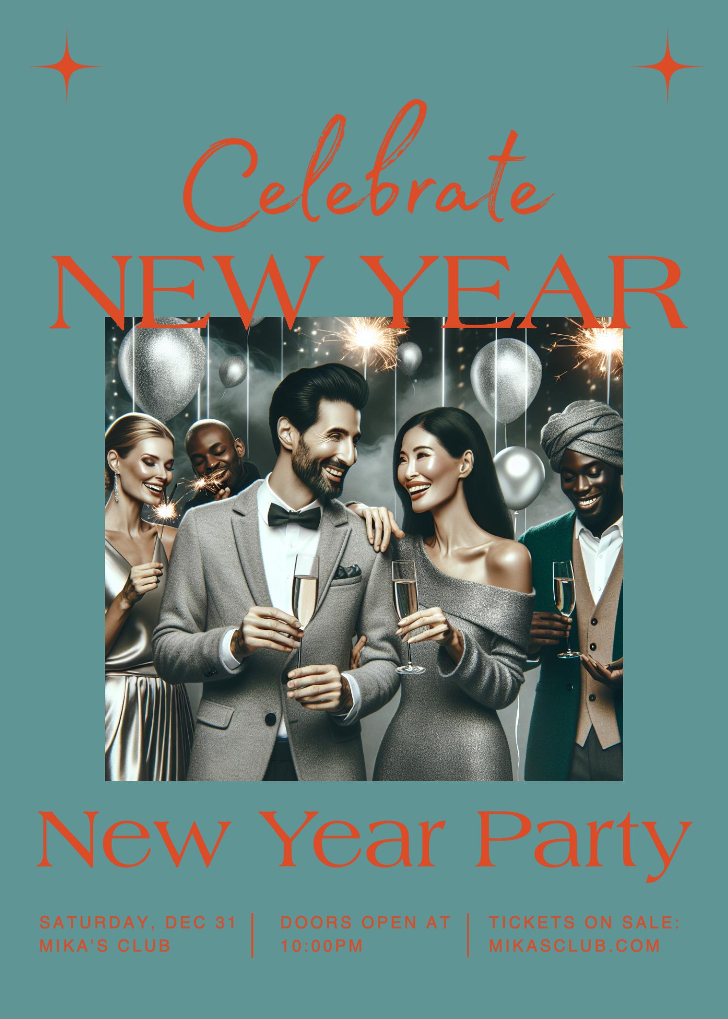 Vibrant Red New Year Party Poster