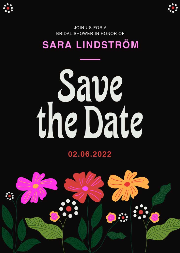 Chic Black Floral Save the Date Poster