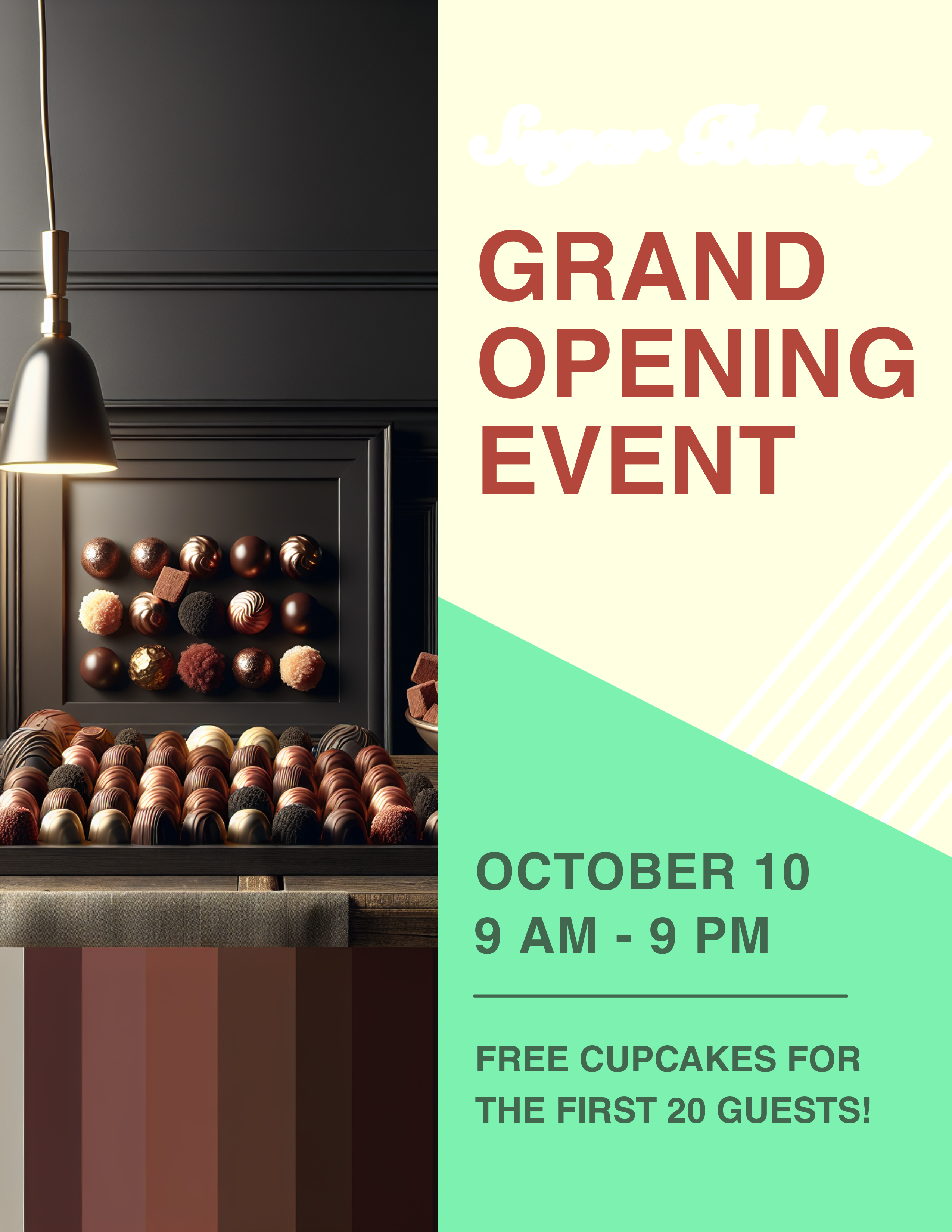 Sweet Bakery Grand Opening Poster in Pink and Mint