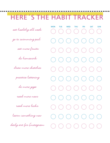 Pink Habit Tracker Poster Design Template