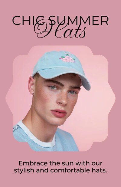 Chic Summer Hats Poster in Pink