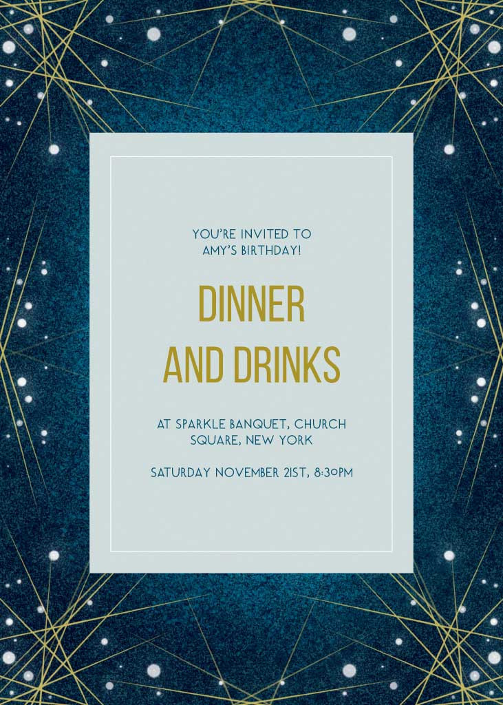 Template Elegant Navy Gold Birthday Invitation Post