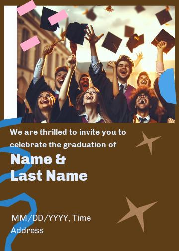 Blue and Pink Graduation Party Invitation Post