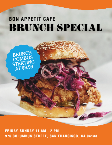 Savory Brunch Special Poster in Juicy Orange