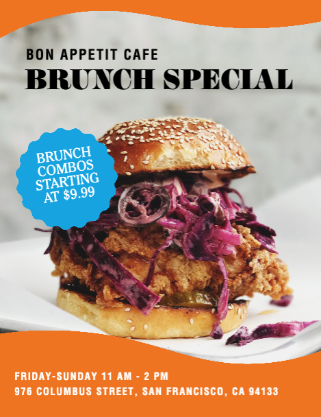 Template Savory Brunch Special Poster in Juicy Orange