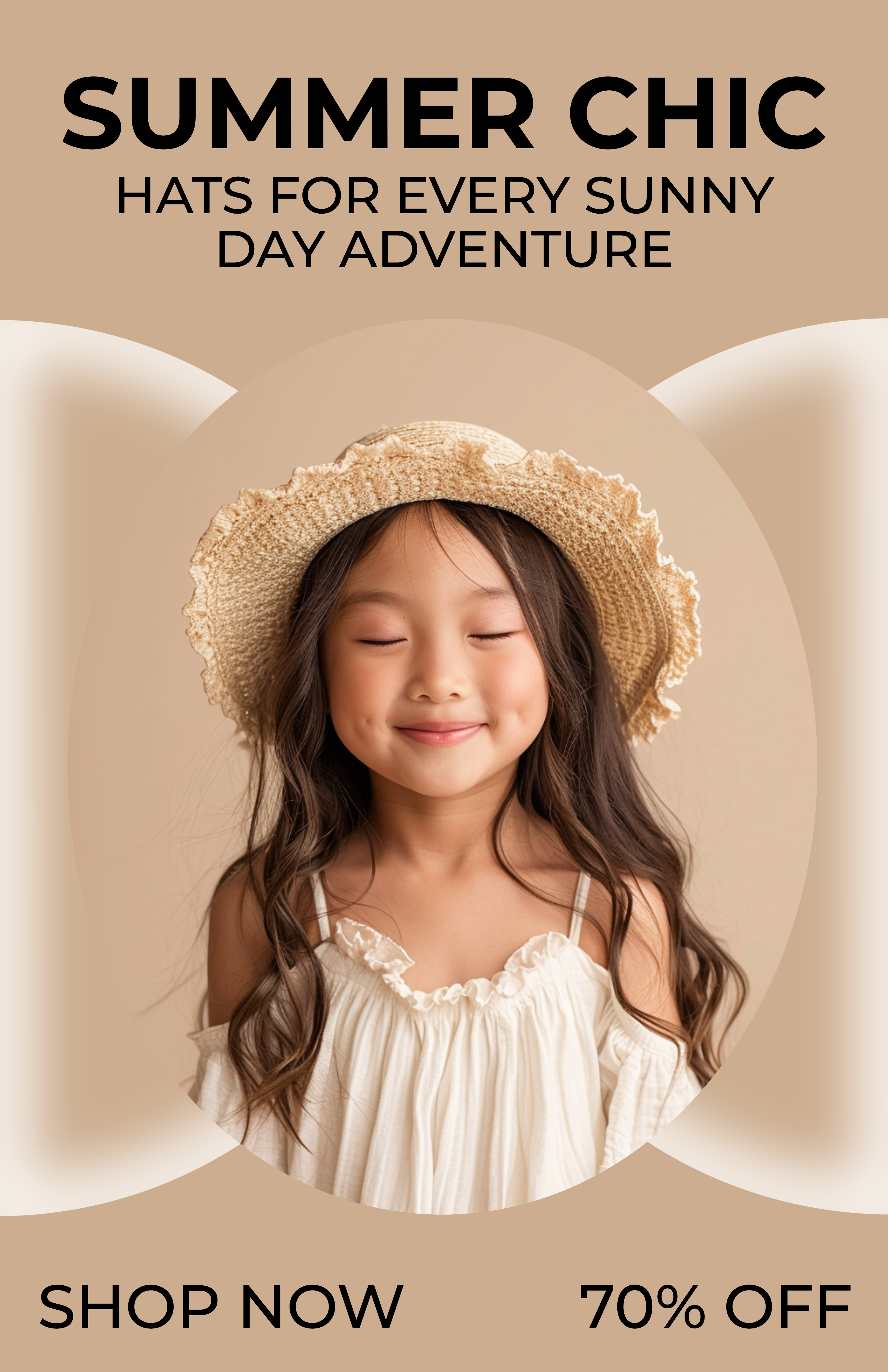 Template Chic Summer Hat Fashion Poster Beige