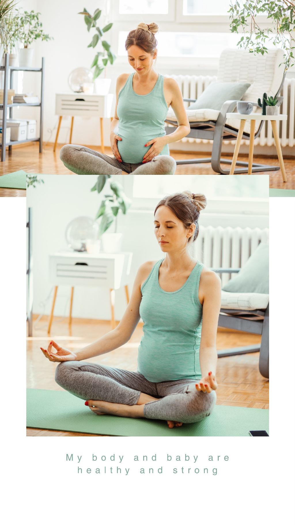 Soothing Teal Maternity Yoga Poster