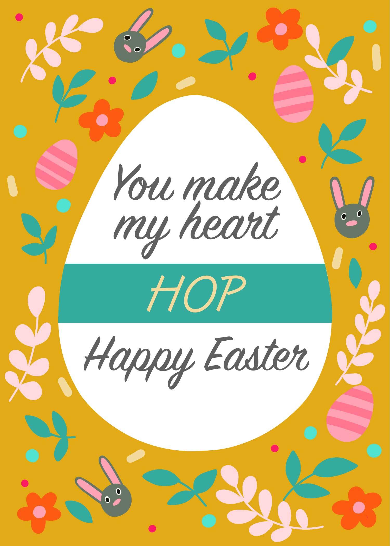 Cheerful Easter Greetings Orange Poster Design