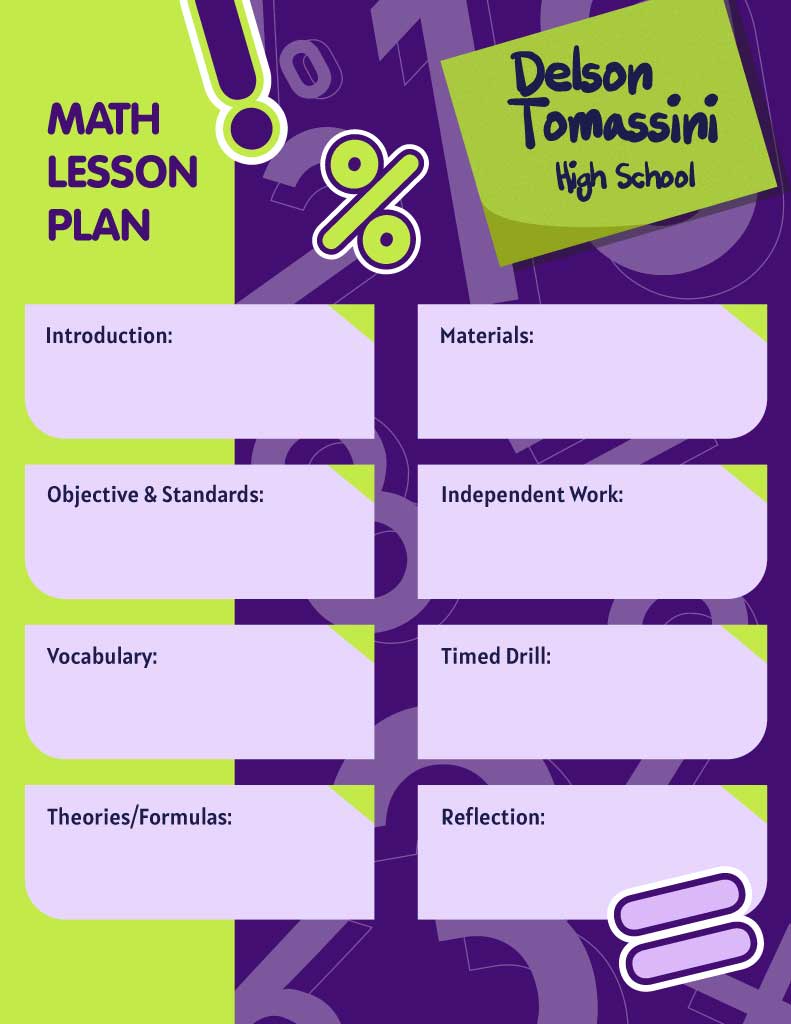 Vibrant Purple Math Lesson Plan Poster