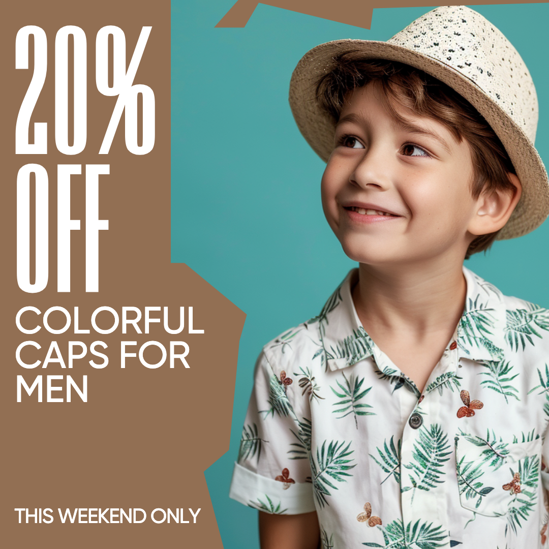 Teal Background Men's Hat Sale Instagram-Square Post