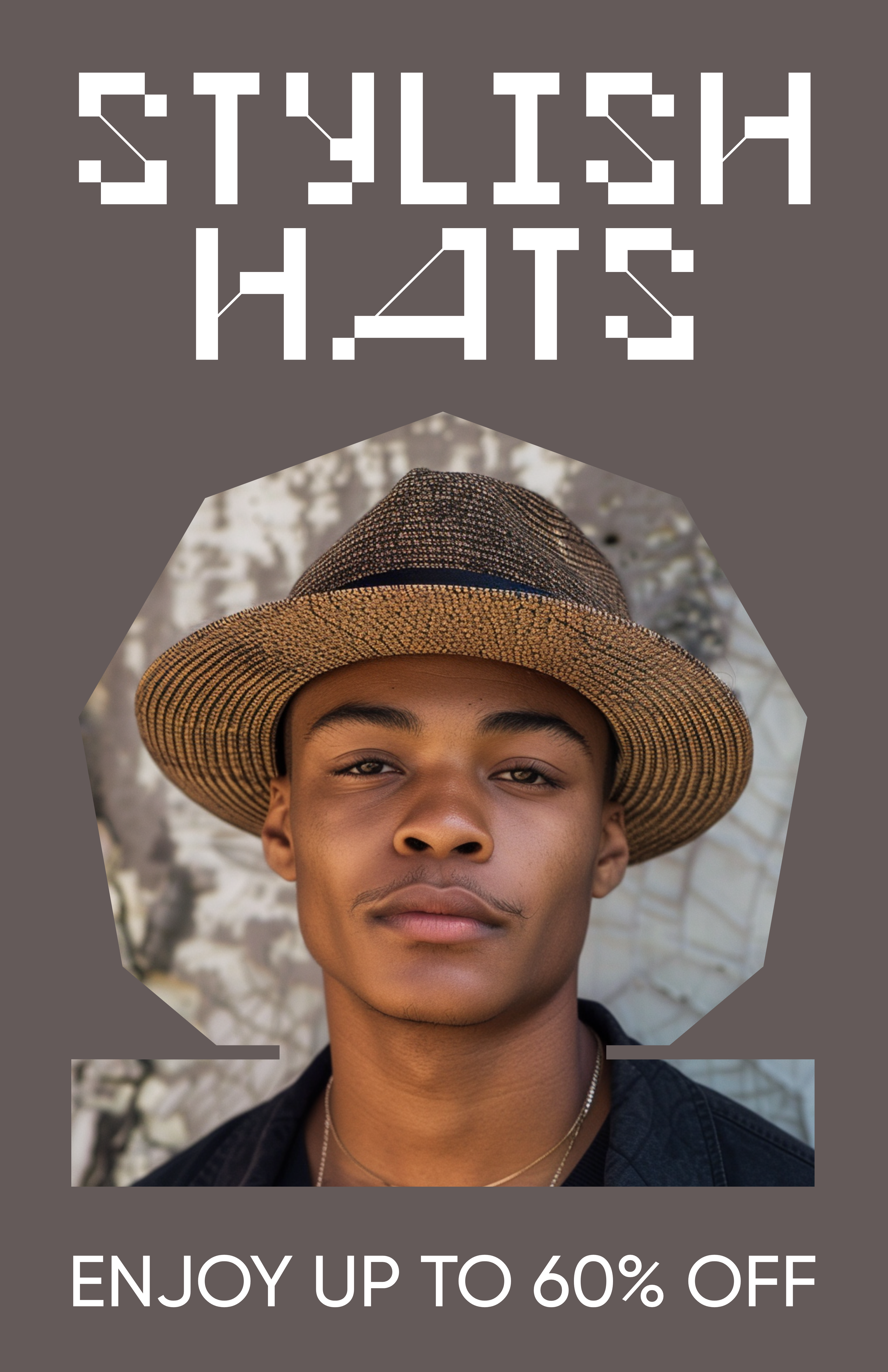 Template Stylish Hats Poster in Trendy Brown